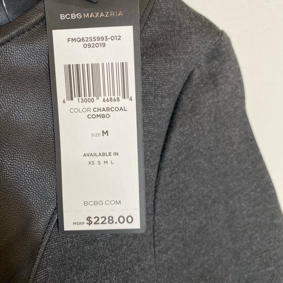 Bcbgmaxazria paneled sheath dress faux leather NWT - Picture 7 of 8